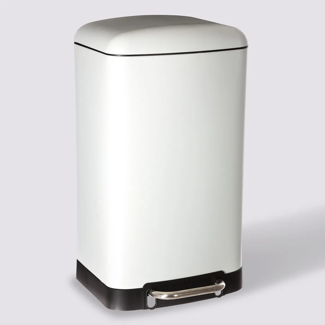 5five Poubelle rectangulaire à pédale métal 30L, Blanc