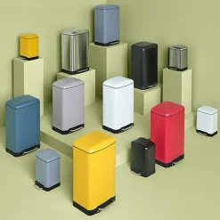 5five Poubelle rectangulaire à pédale métal 6L, Noir