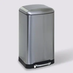 5five Poubelle rectangulaire à pédale métal 30L, Inox