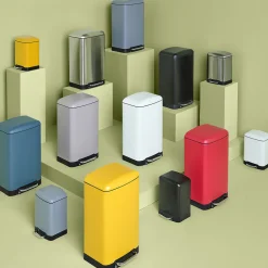 5five Poubelle rectangulaire à pédale métal 30L, Inox