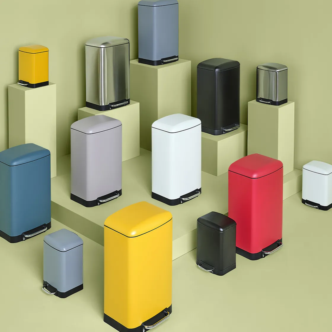 5five Poubelle rectangulaire à pédale métal 30L, Inox