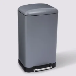 5five Poubelle rectangulaire à pédale métal 30L, Gris