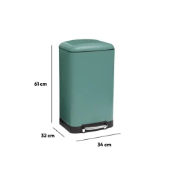 5five Poubelle rectangulaire à pédale métal 30L, Vert