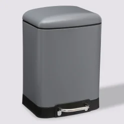 5five Poubelle rectangulaire à pédale métal 6L, Gris