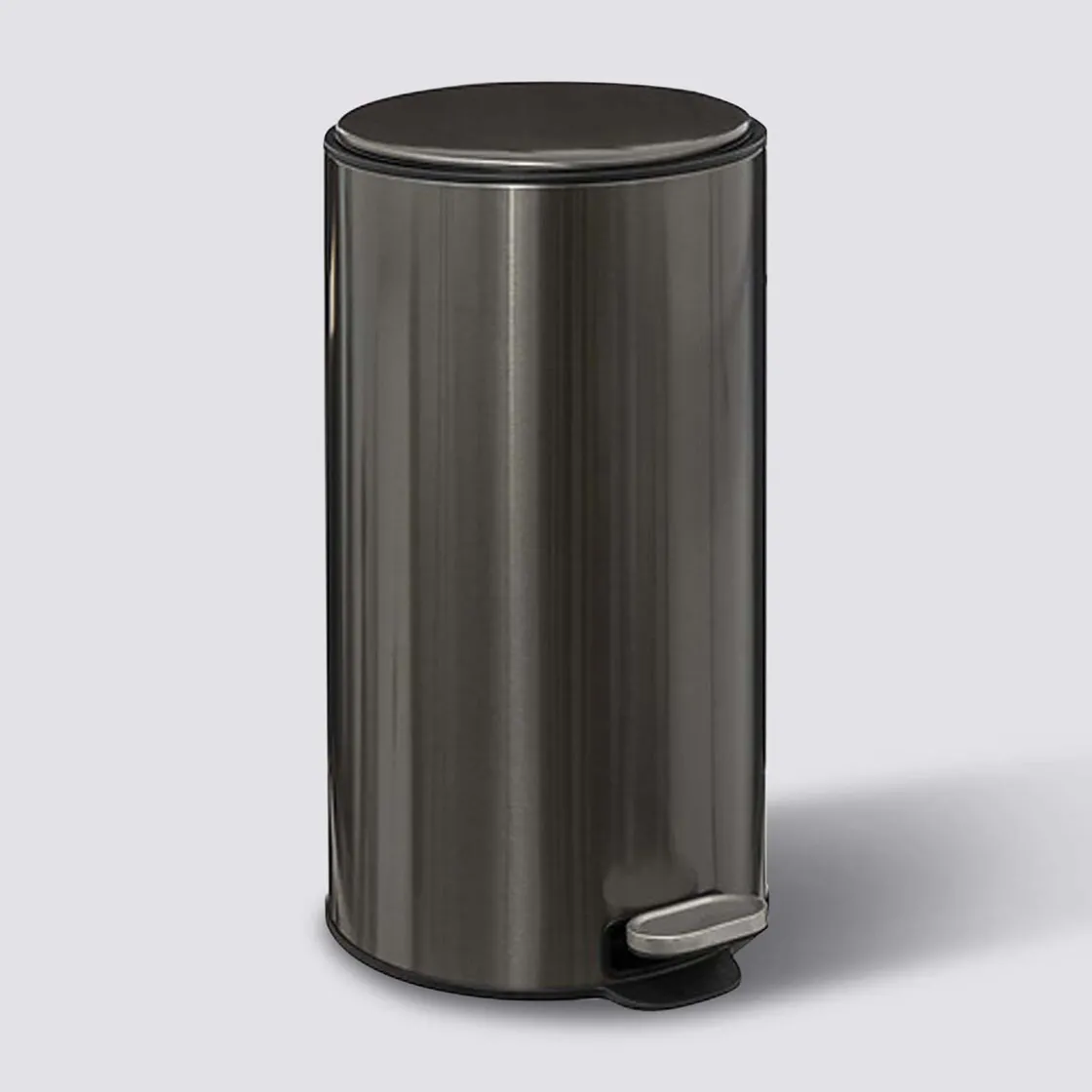 5five Poubelle ronde à pédale métal 30L, Inox noir