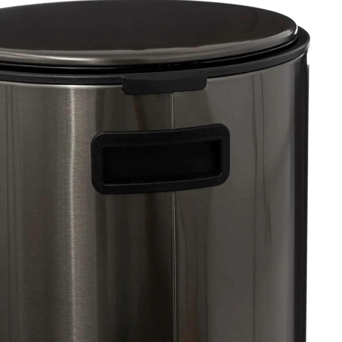5five Poubelle ronde à pédale métal 30L, Inox noir