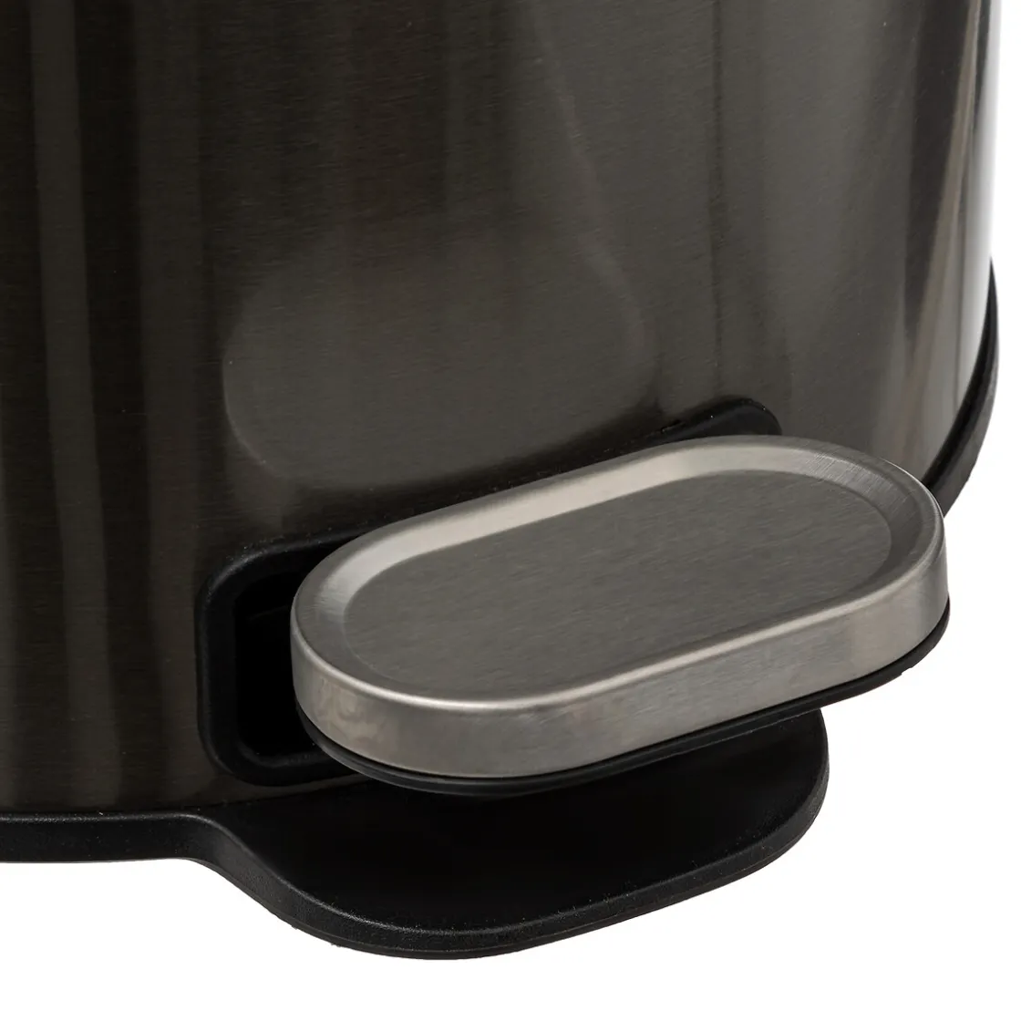 5five Poubelle ronde à pédale métal 30L, Inox noir