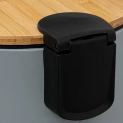 5five Poubelle ronde avec couvercle bambou 30L, Gris