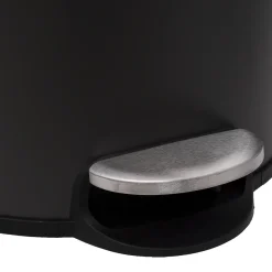 5five Poubelle ronde avec couvercle bambou 30L, Noir