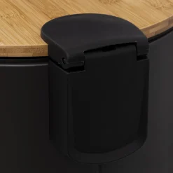 5five Poubelle ronde avec couvercle bambou 30L, Noir