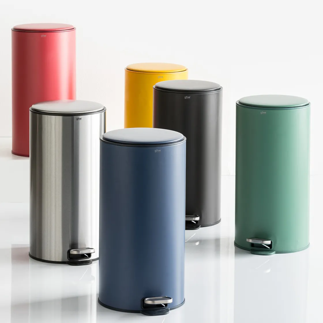 5five Poubelle ronde en métal 30L, Vert