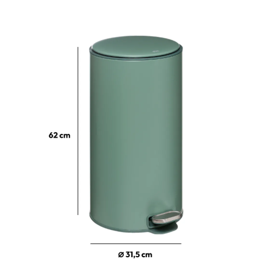 5five Poubelle ronde en métal 30L, Vert