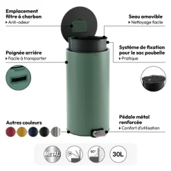 5five Poubelle ronde en métal 30L, Vert