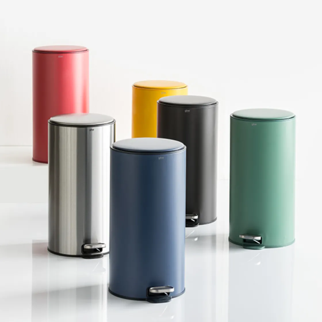 5five Poubelle ronde en métal 30L, Gris charbon