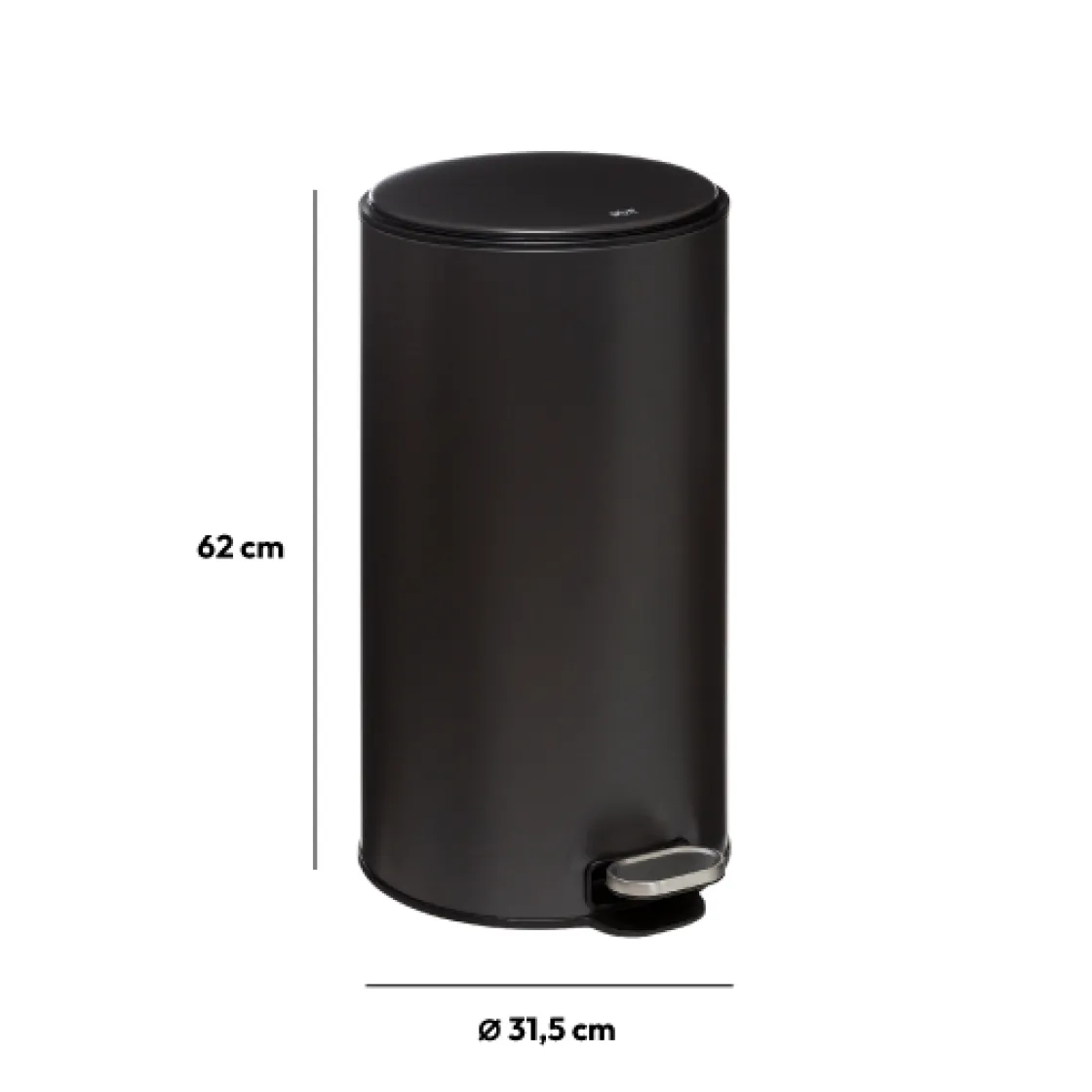 5five Poubelle ronde en métal 30L, Gris charbon