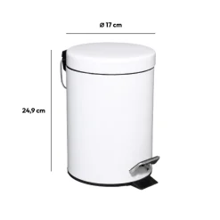 5five Poubelle ronde métal 3L, Blanc