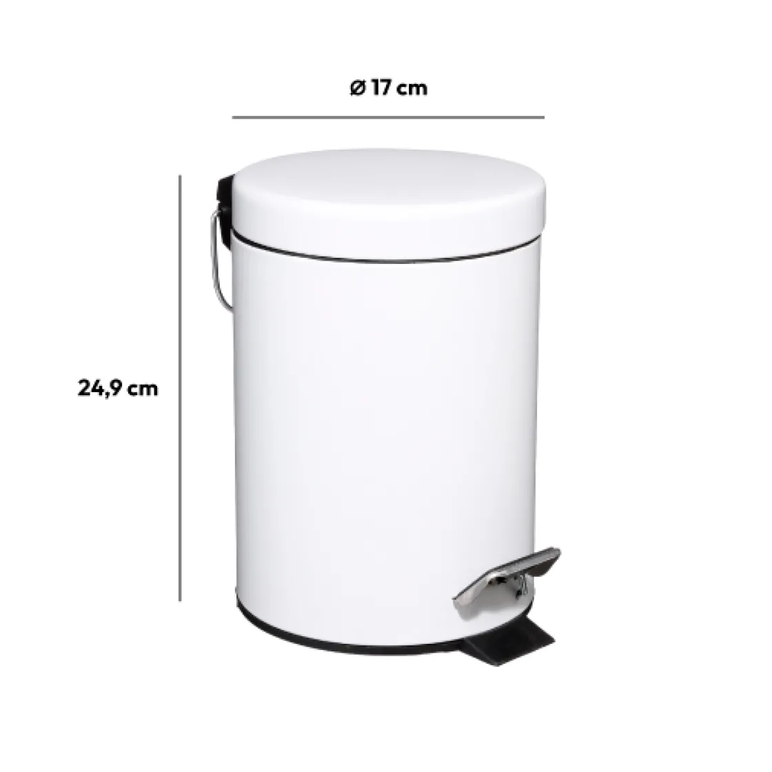 5five Poubelle ronde métal 3L, Blanc