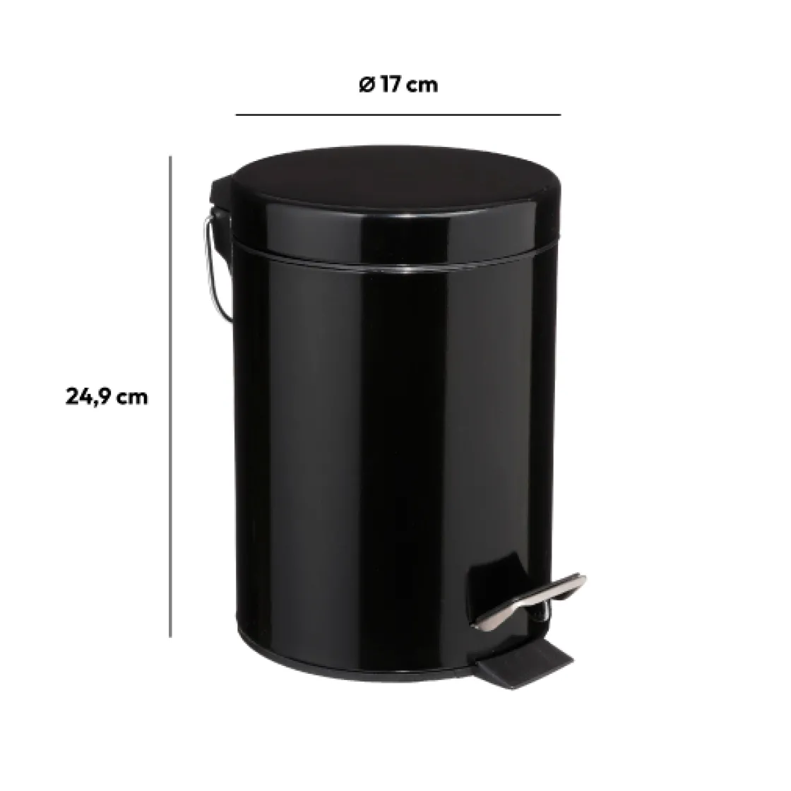 5five Poubelle ronde métal 3L, Noir