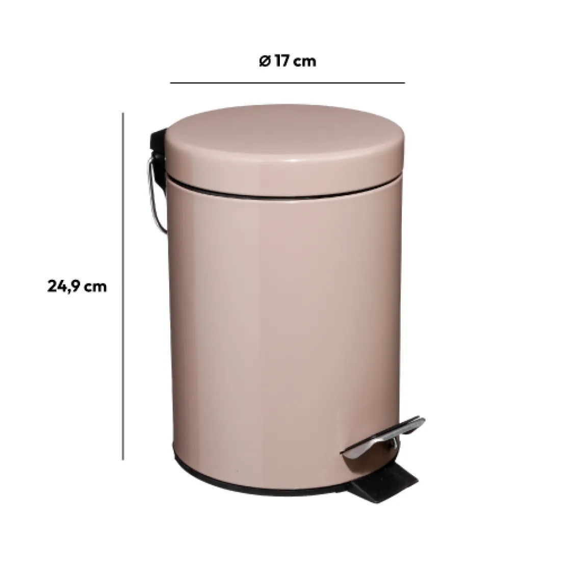 5five Poubelle ronde métal 3L, Taupe