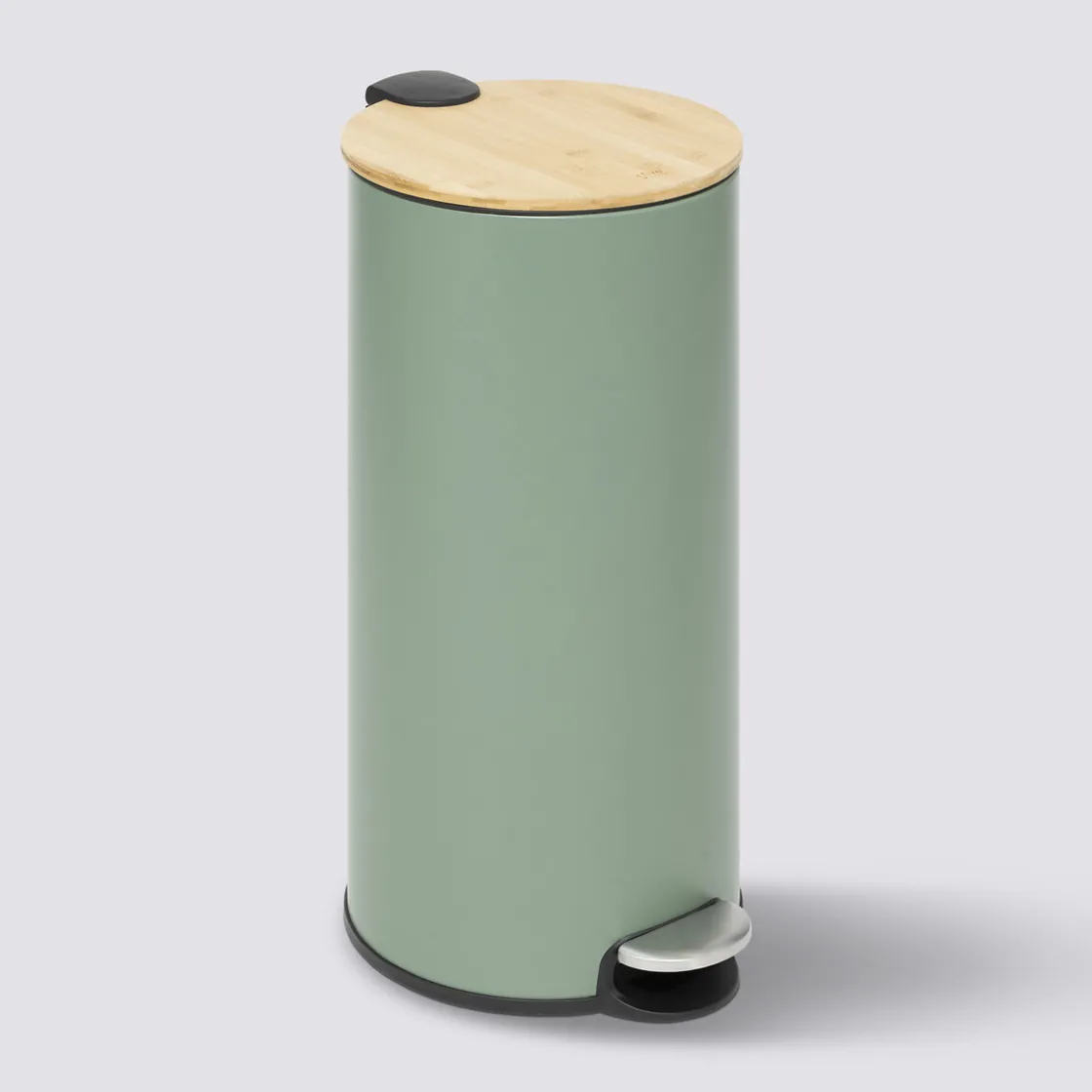 5five Poubelle ronde Soft Close couvercle bambou 30L, Vert