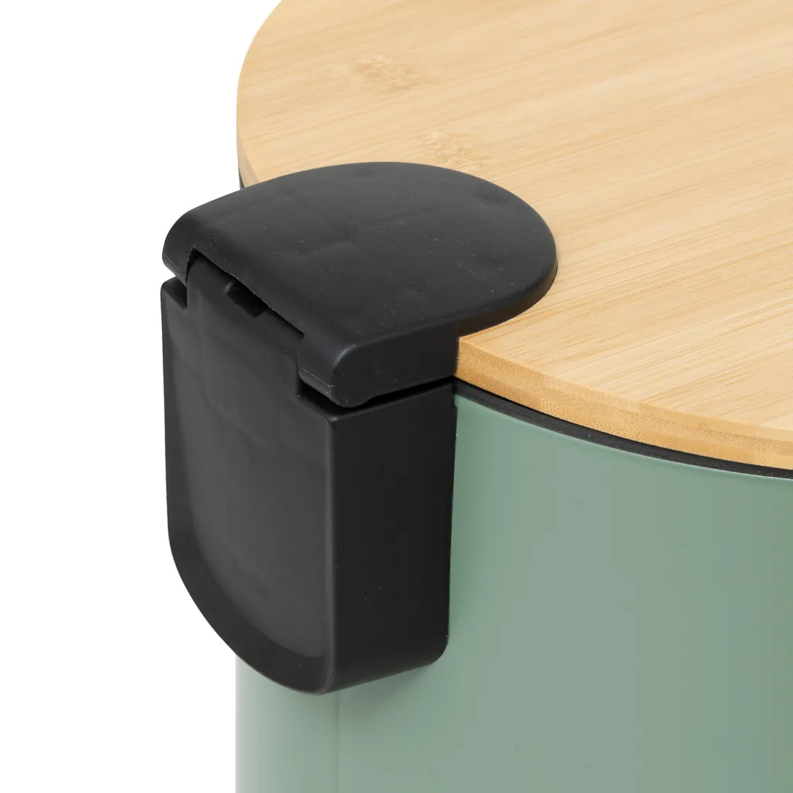 5five Poubelle ronde Soft Close couvercle bambou 30L, Vert