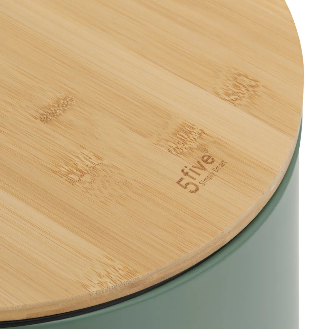 5five Poubelle ronde Soft Close couvercle bambou 30L, Vert