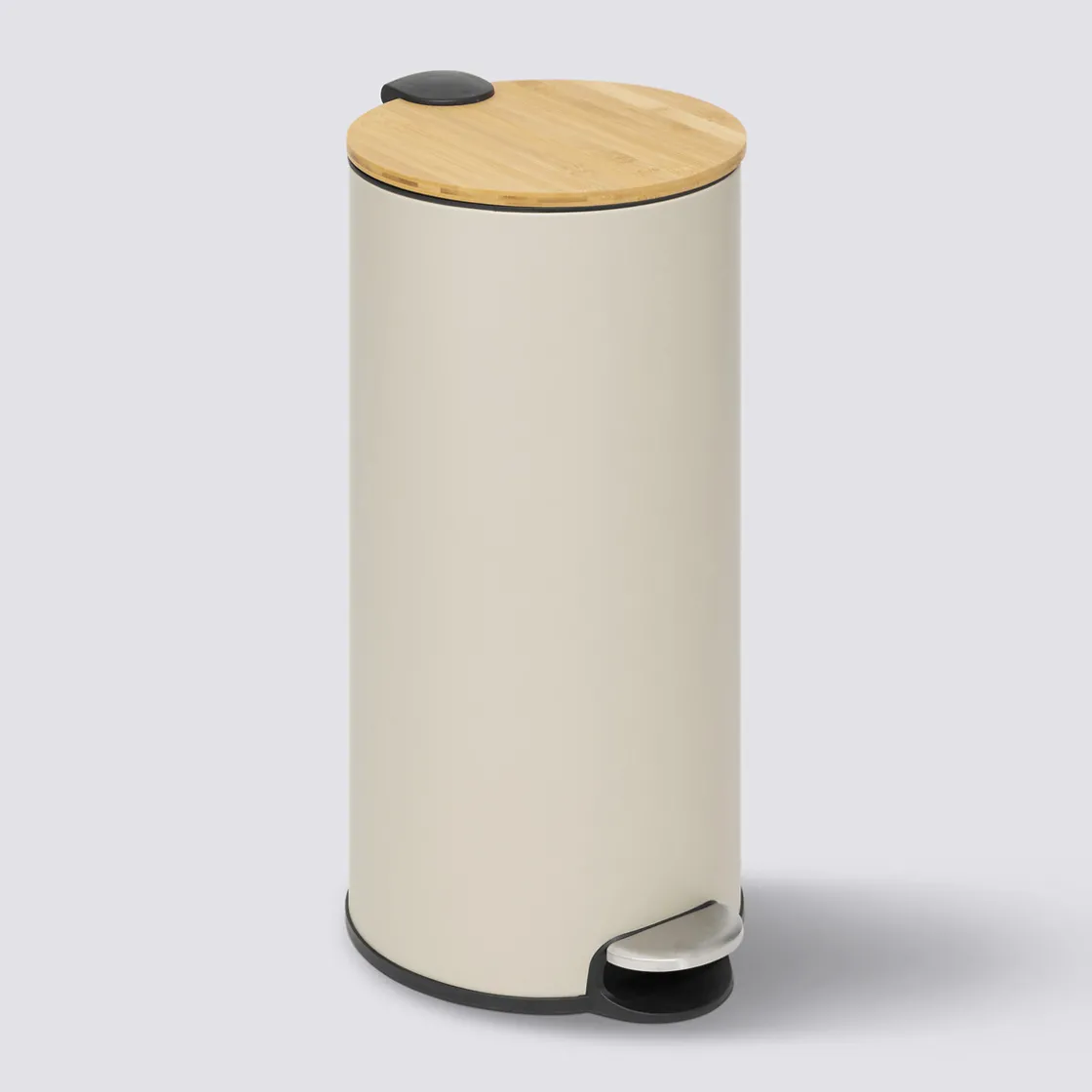 5five Poubelle ronde Soft Close couvercle bambou 30L, Lin