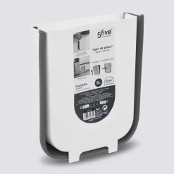 5five Poubelle rétractable de porte 8L, Noir & Blanc