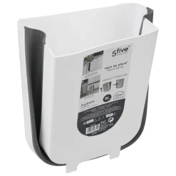 5five Poubelle rétractable de porte 8L, Noir & Blanc