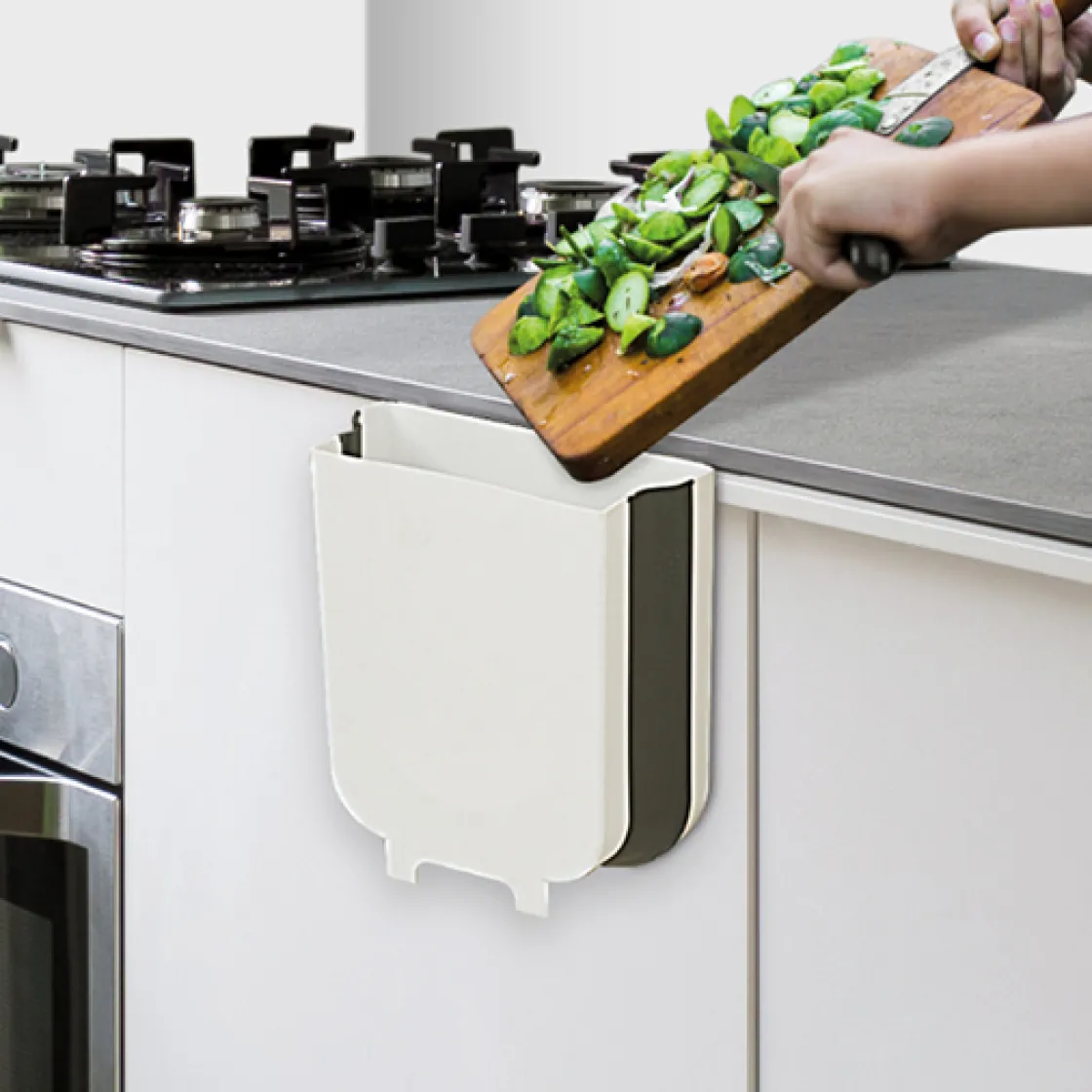 5five Poubelle rétractable de porte 8L, Noir & Blanc