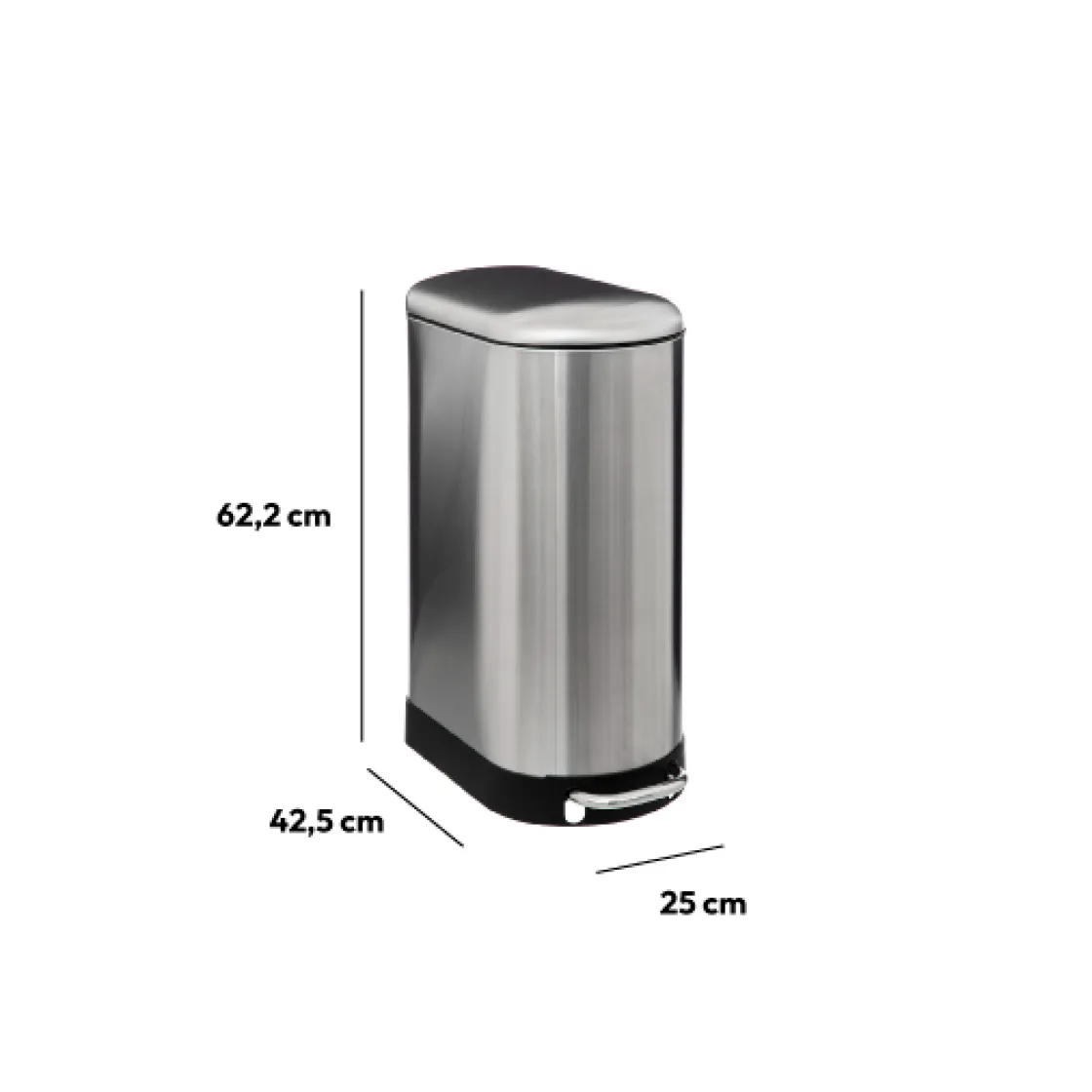 5five Poubelle slim à pédale métal 30L Ariane