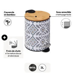 5five Poubelle soft close 3L, Blanc et vert