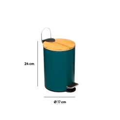 5five Poubelle Soft Close 3L, Bleu pétrole