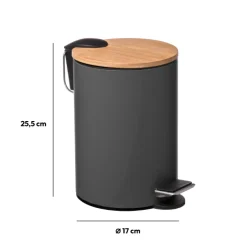 5five Poubelle Soft close 3L, Gris anthracite