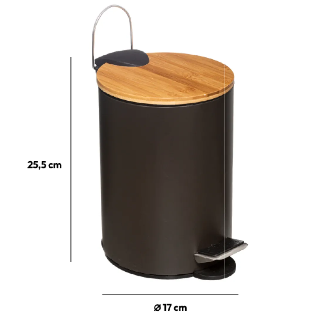 5five Poubelle Soft Close 3L, Gris charbon