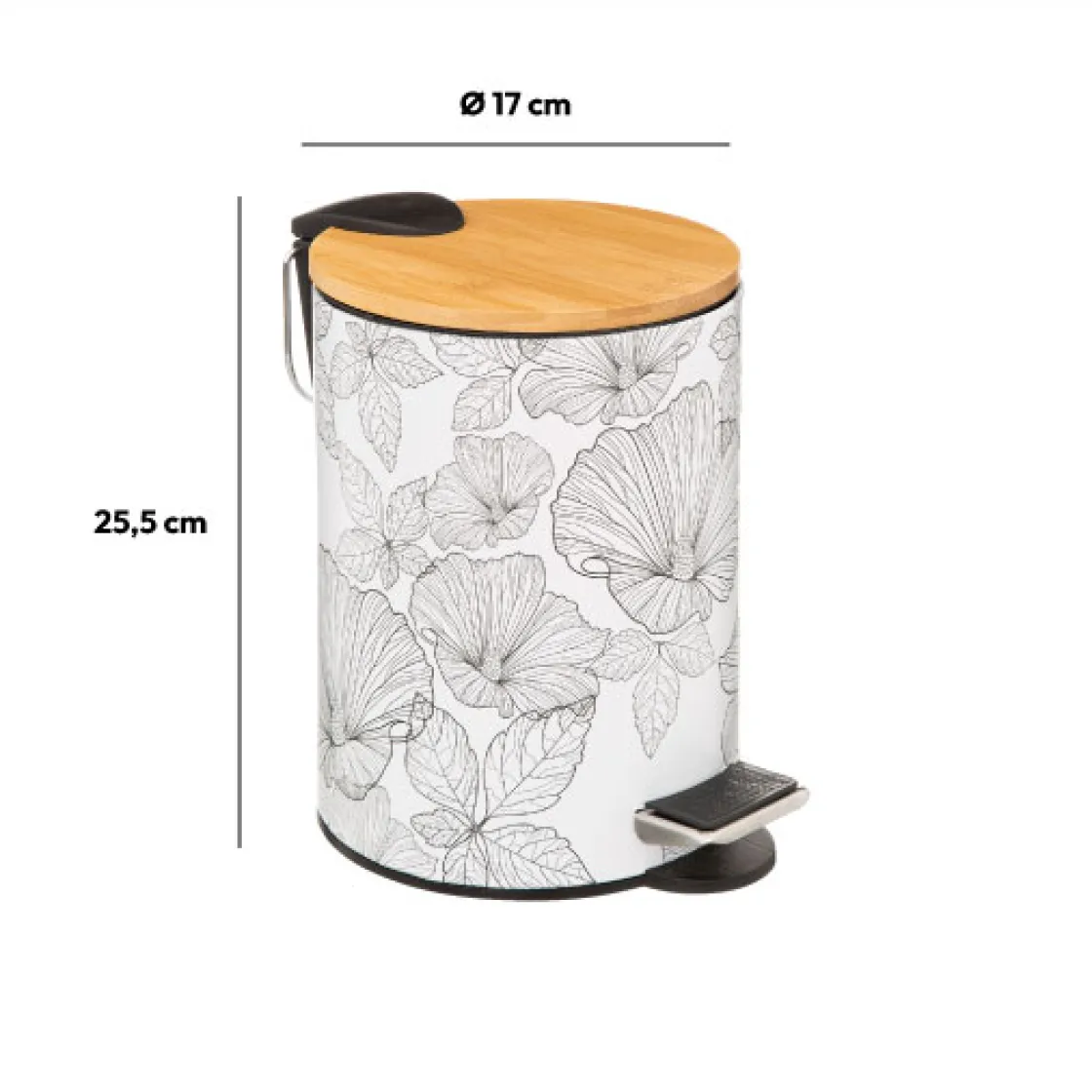 5five Poubelle Soft close 3L, Noir et Blanc