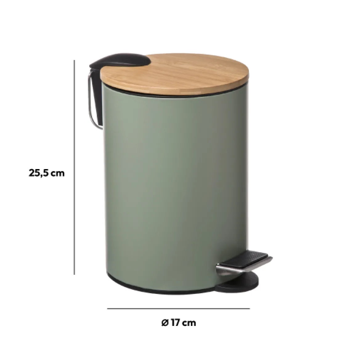 5five Poubelle Soft close 3L, Vert Kaki