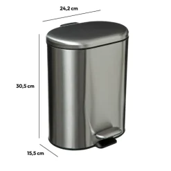 5five Poubelle Soft close métal 6L, Inox