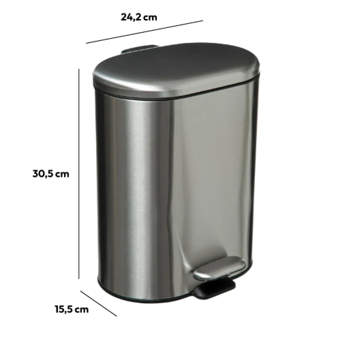 5five Poubelle Soft close métal 6L, Inox