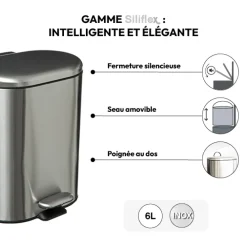 5five Poubelle Soft close métal 6L, Inox