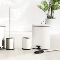 5five Poubelle Soft close métal 6L, Blanc