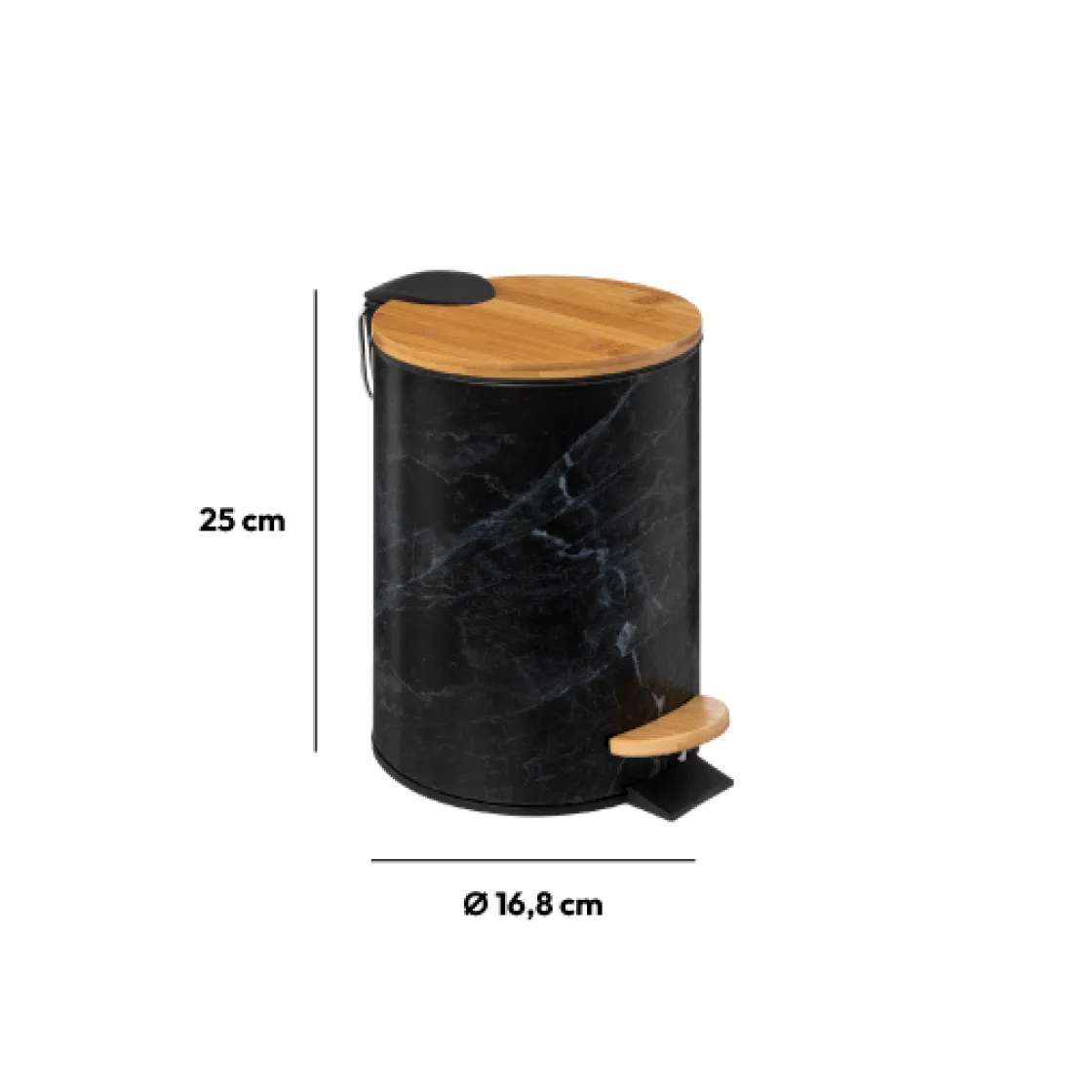 5five Poubelle Soft close métal 3L, Noir