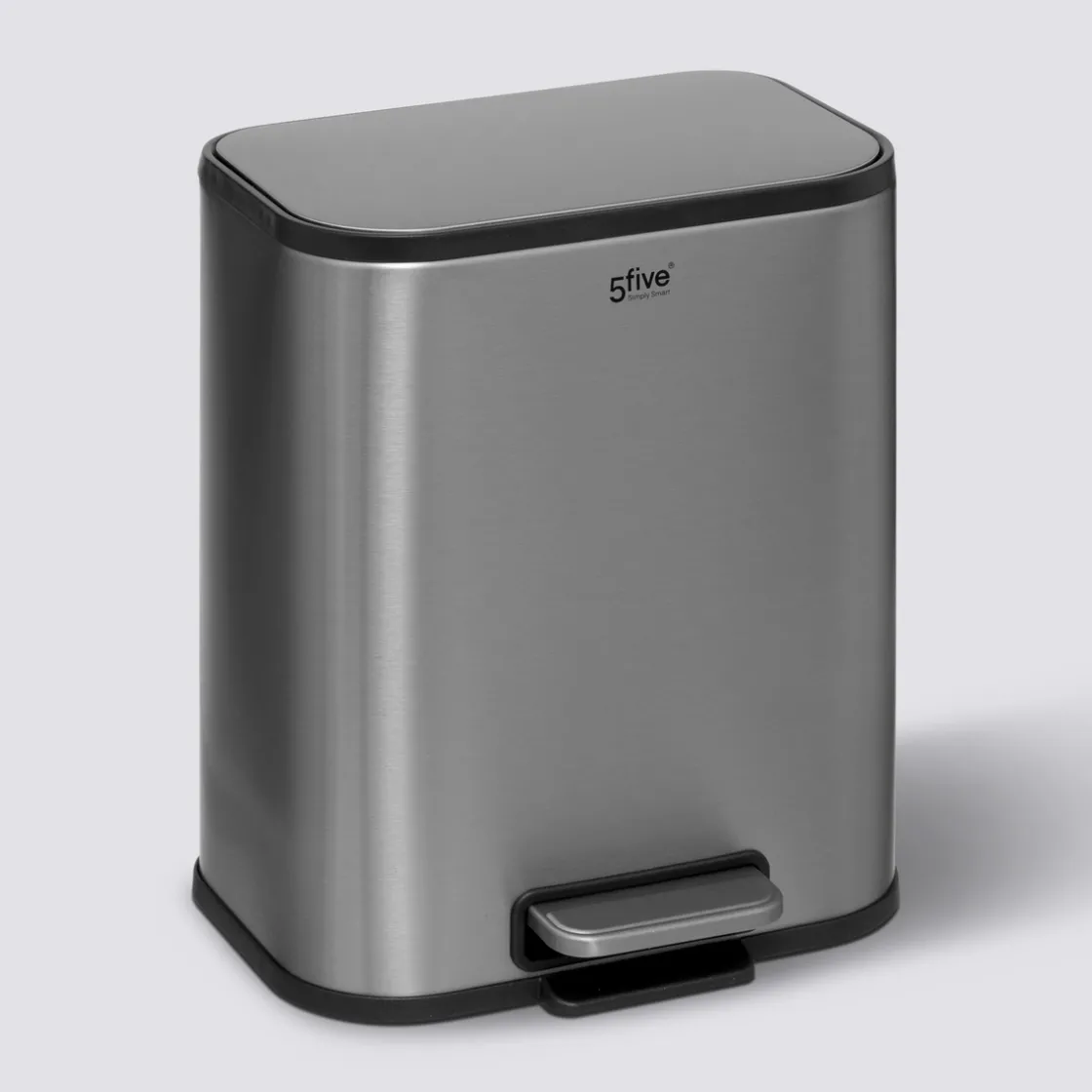 5five Poubelle Soft Close métal 5L, Argent