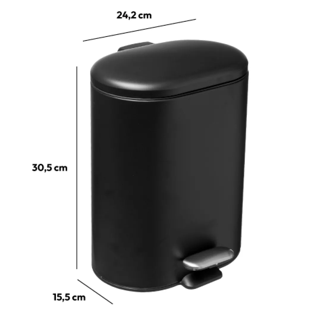 5five Poubelle Soft close métal 6L, Noir