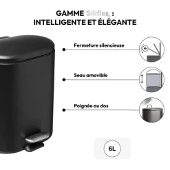 5five Poubelle Soft close métal 6L, Noir