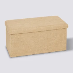 5five Pouf de rangement 2 places 76x38 cm, Toile de jute