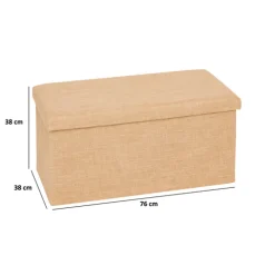 5five Pouf de rangement 2 places 76x38 cm, Toile de jute