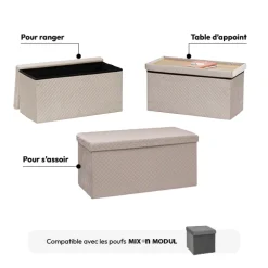 5five Pouf double pliant, Velour lin