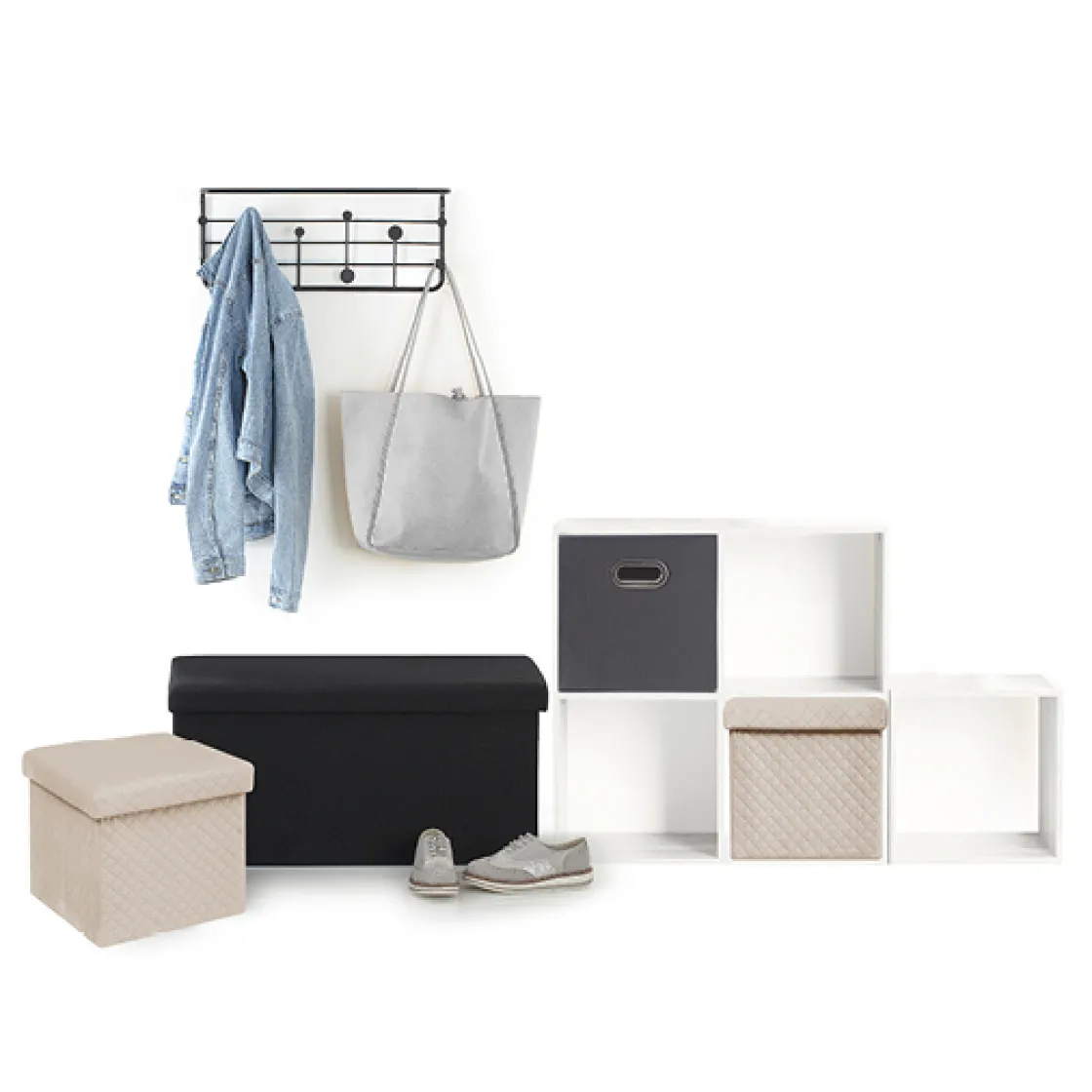 5five Pouf pliable 31x31 cm, Velour lin