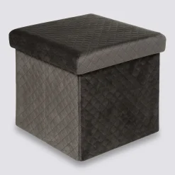 5five Pouf pliable 31x31 cm, Velours Gris